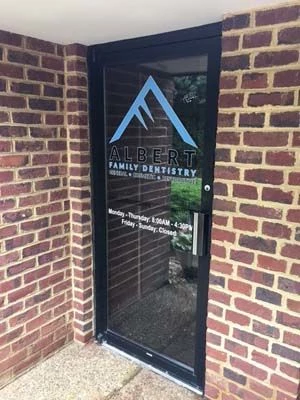 Window Decals for Albert Family Dentistry in Charlottesville, VA.