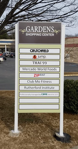 Post and Panel Sign-Gardens Shopping Center-Charlottesville Va